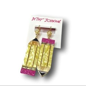 NWT Betsey Johnson Pencil Back to School Earrings